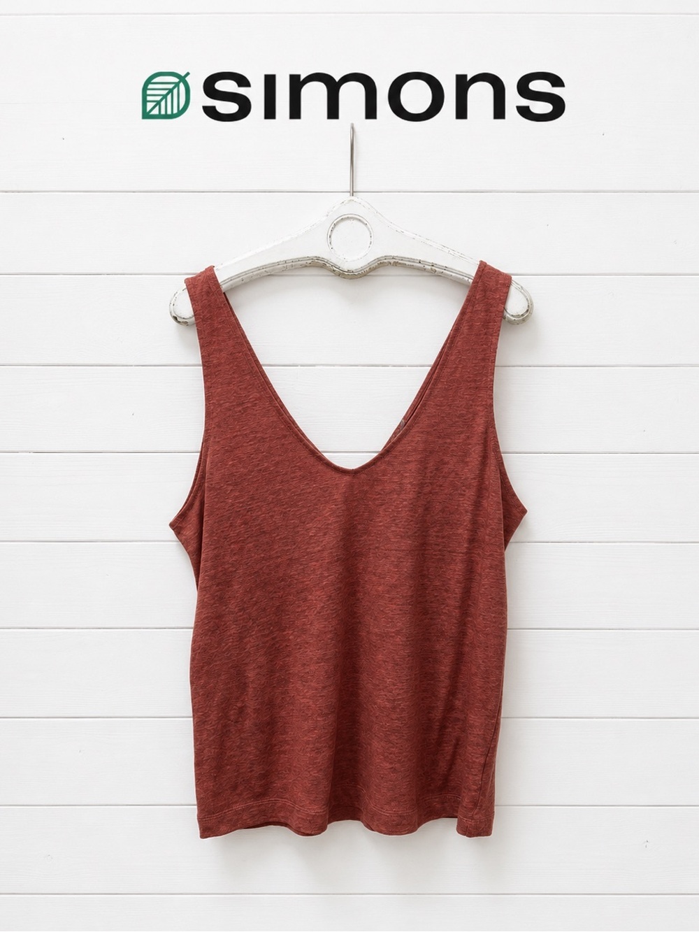 Simons Linen Crop Tank Top – Pinkish Orange – Size L – NWT